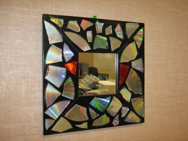 mirror frame made with CD mosaic