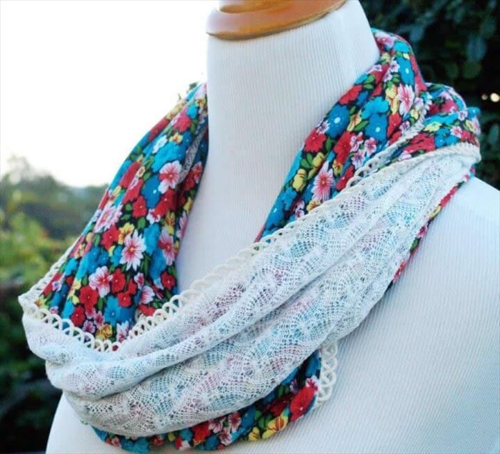 1 Hour Floral and Lace Infinity Scarf