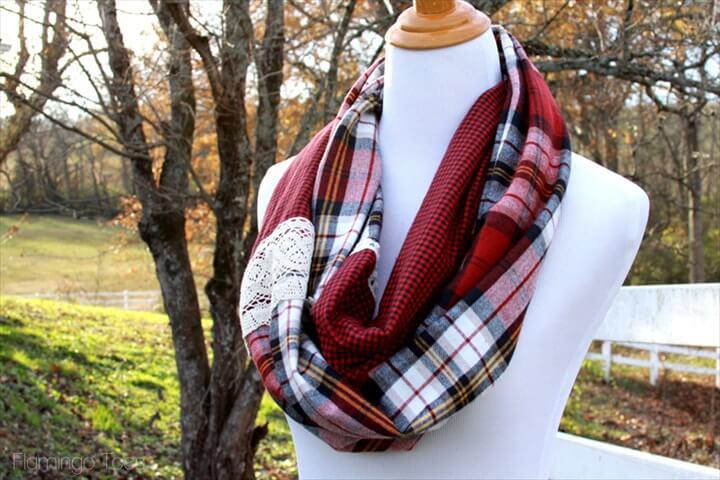 Plaid and Lace Infinity Scarf DIY