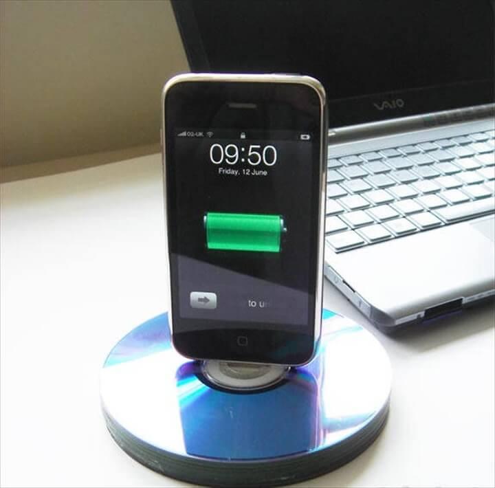 Recycled CD iPhone Dock