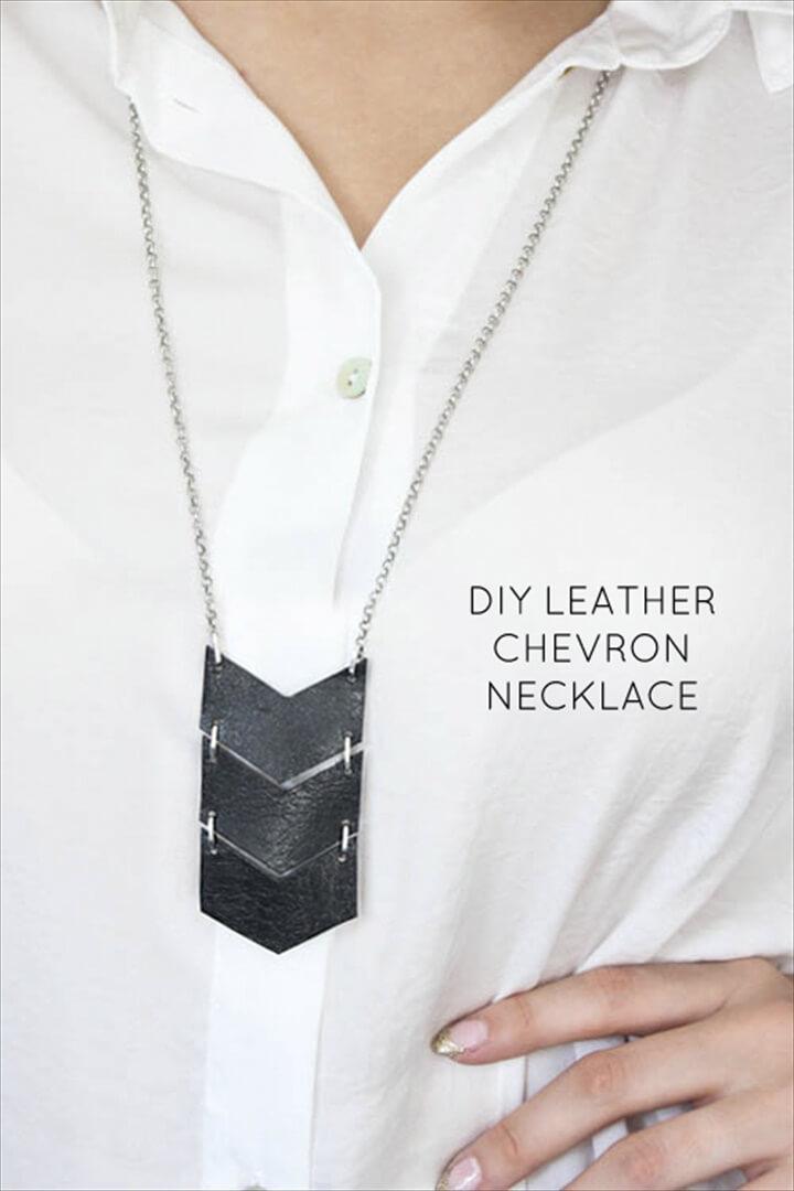 DIY geometric leather triple chevron necklace