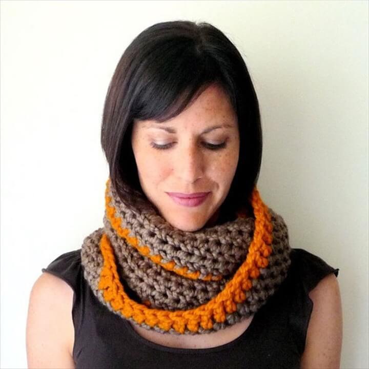 Crochet Infinity Scarf Pattern by LaineDesign. The skill level required for this crochet infinity scarf pattern is beginner. With this infinity scarf