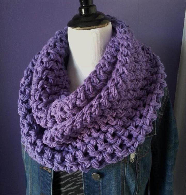 Purple Crochet Infinity Scarf: