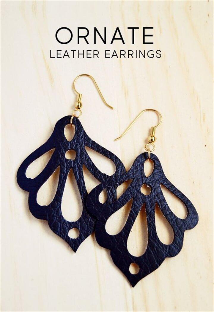 black color leather earrings