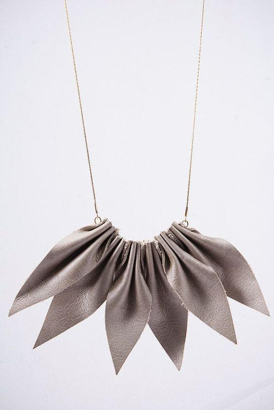 leaf jewelry, leather Accessories, gold field chain
