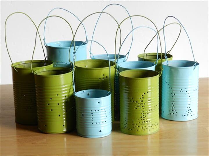 two colors tin can lanterns