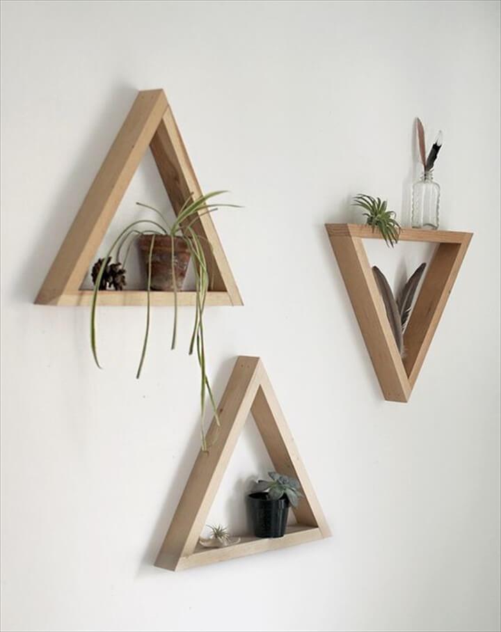 Simple Wooden Triangle Shelves