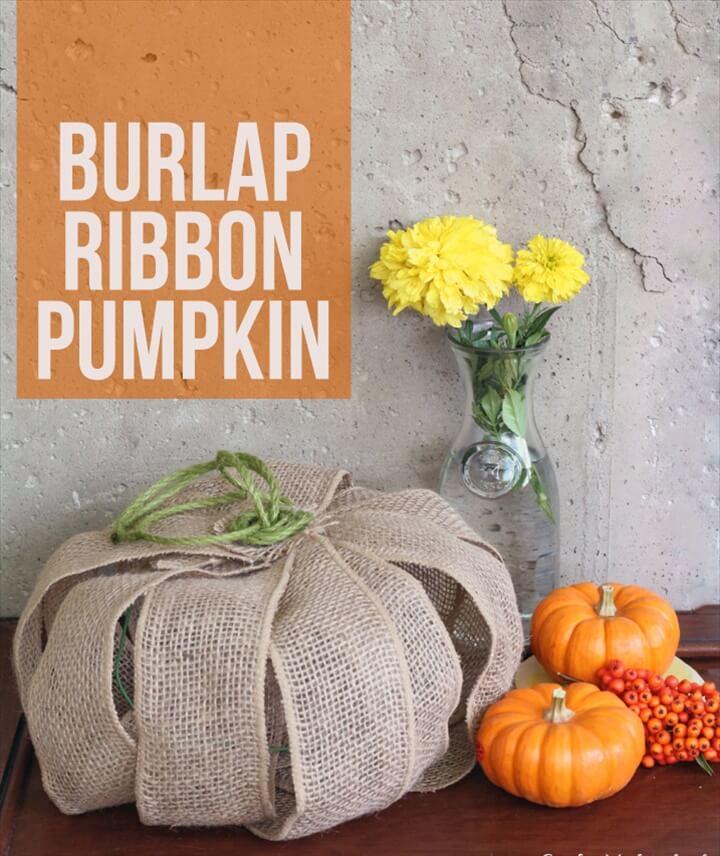 Supplies needed to make your own burlap DIY pumpkin decor: