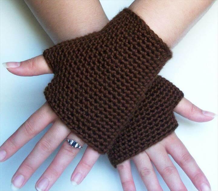 Chocolate Brown Fingerless Gloves Spring Autumn Winter Accesories 
