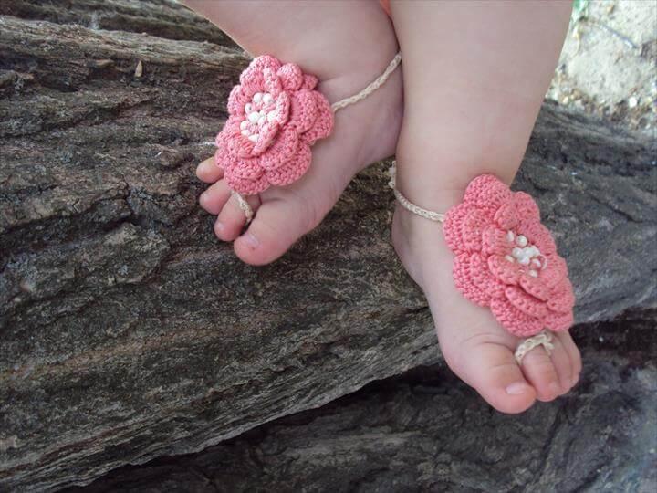 beautiful flower crochet sandals