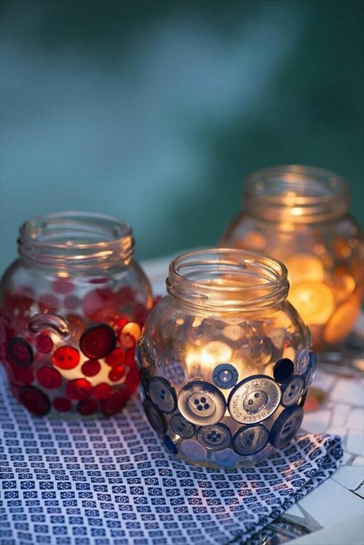 home decor ideas DIY lantern ideas crafts with buttons