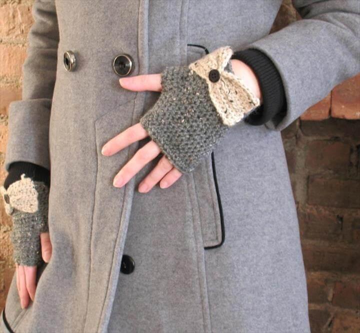 Fingerless Gloves- Gray Tweed