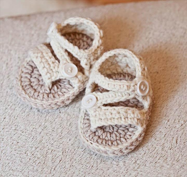light color crochet sandals