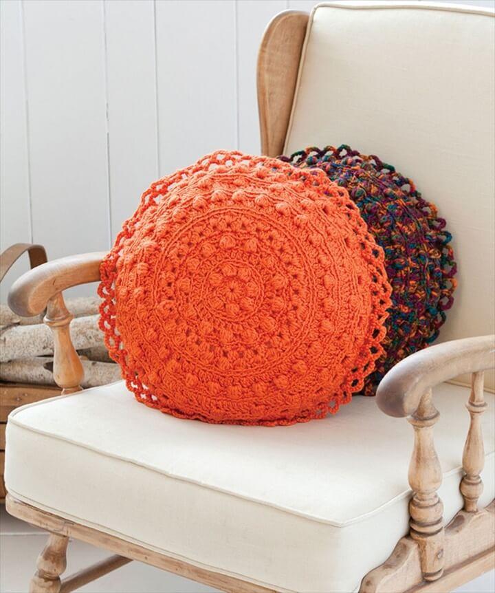 Puff Stitch Round Pillows Crochet Pattern