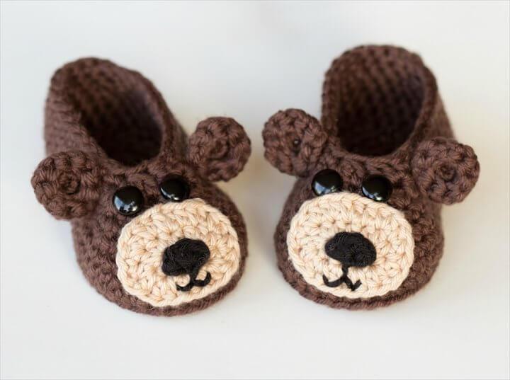 Teddy Bear Baby Booties Crochet Pattern