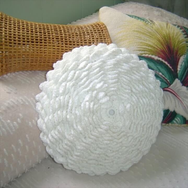 White DIY Crochet Flower Pillow
