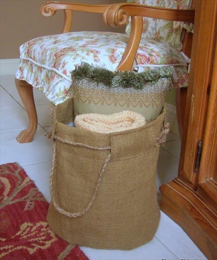 Burlap Basket Tutorial - Now this is a good thing to do with old burlap rug hooking patterns!