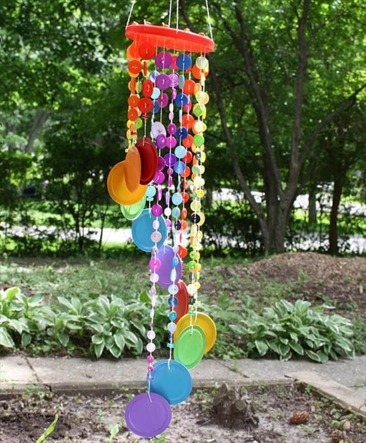 Rainbow Button Wind Chime