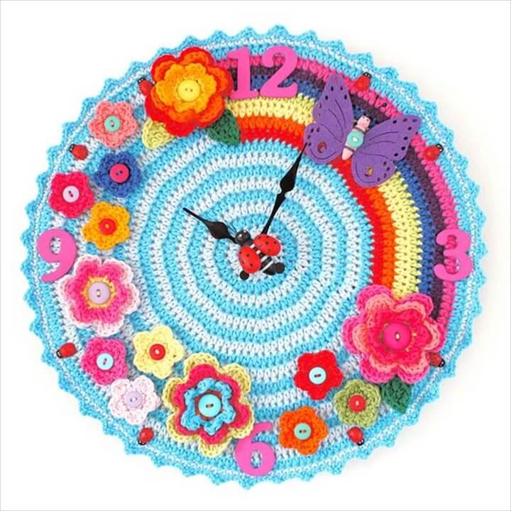 Multi Designing and Colorful Crochet Wall Clock Designs