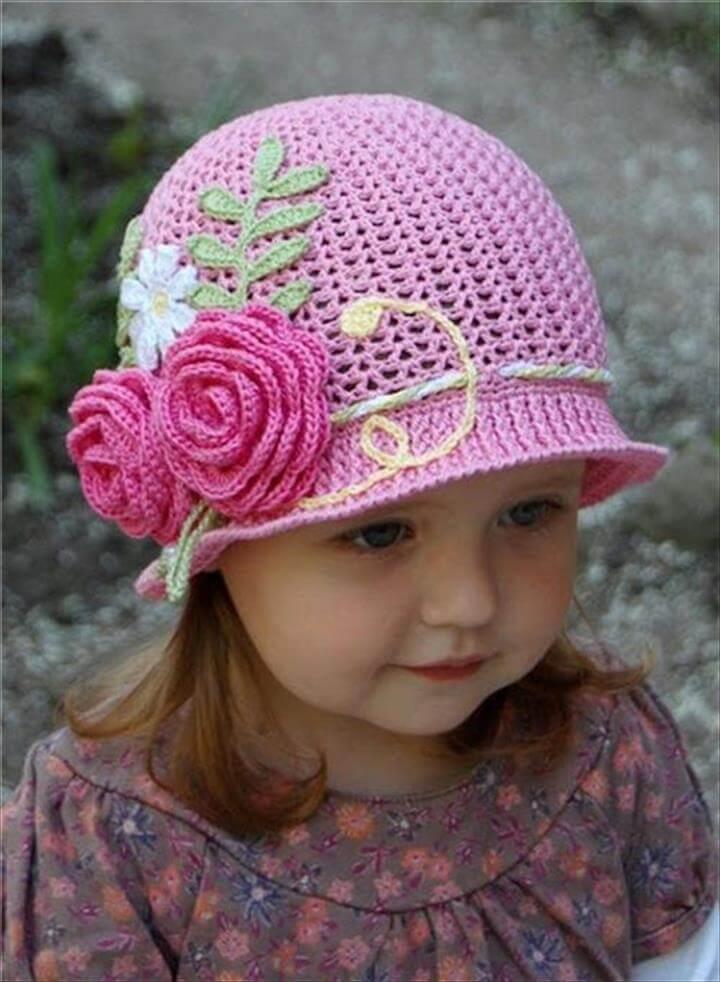 DIY Crochet Pretty Panama Hat for Girls