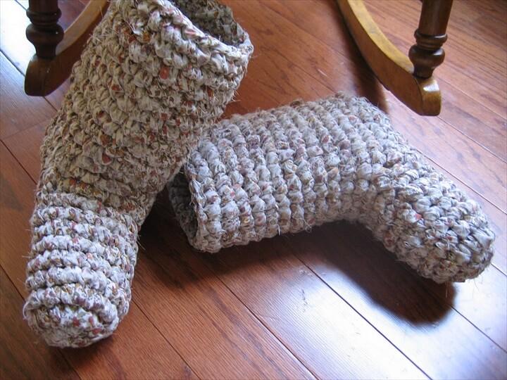 Rag Crochet Adult Boot Slipper Pattern
