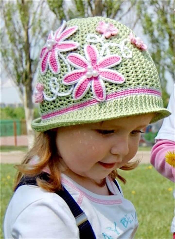  Diy Pretty Crochet Girls Swirl Sun Hat 