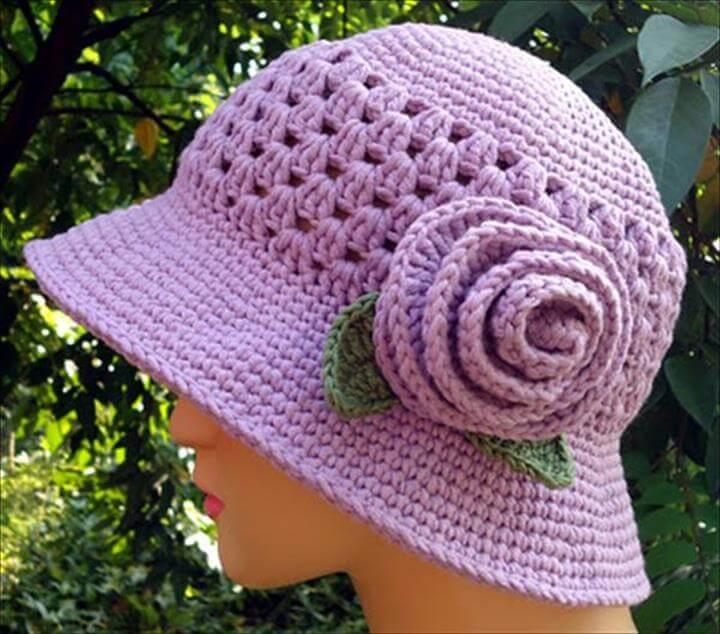 DIY Crochet Purple Hat With Flower