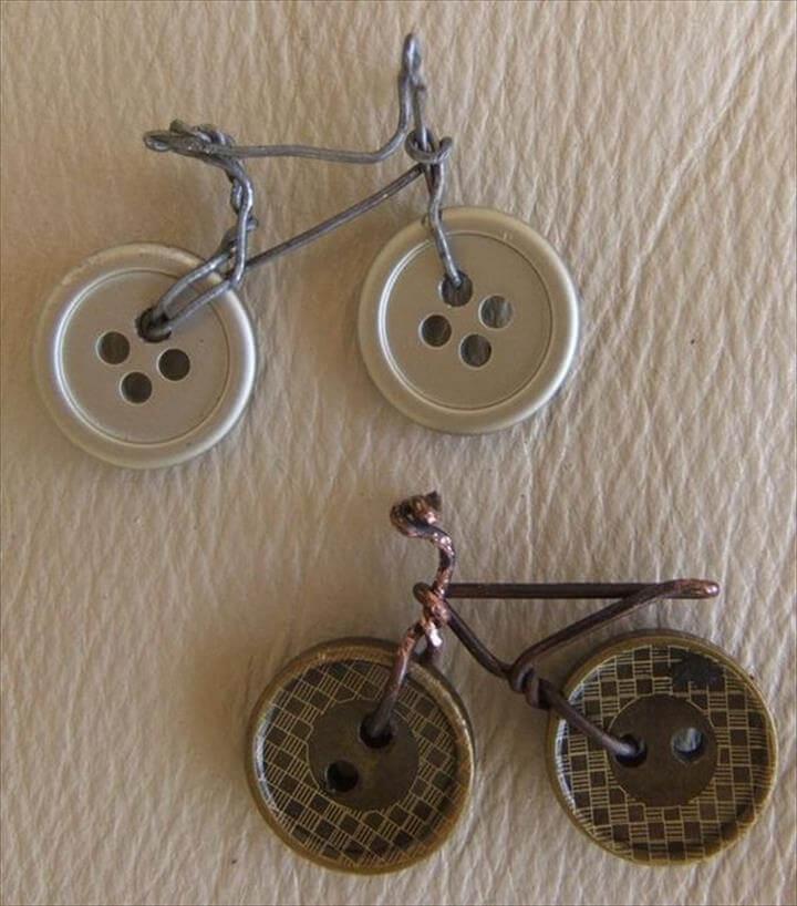 Bike Crafts Made From Wires and Buttons. A cute gift idea to turn them into bracelets or necklaces.