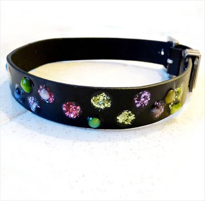 "Jeweled" Dog Collar from an Old Belt