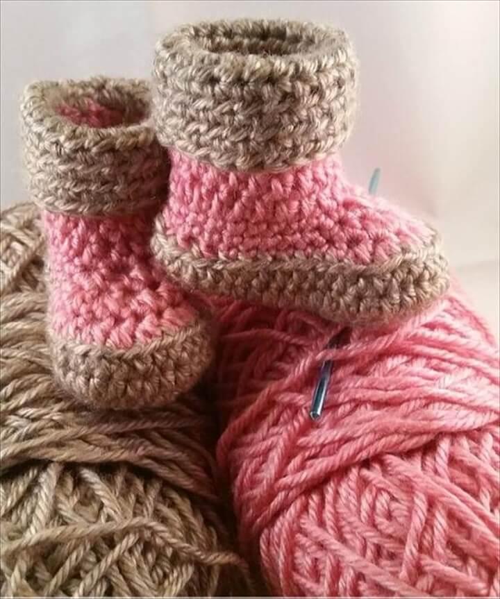 Little Girls Warm Winter Crochet Boots