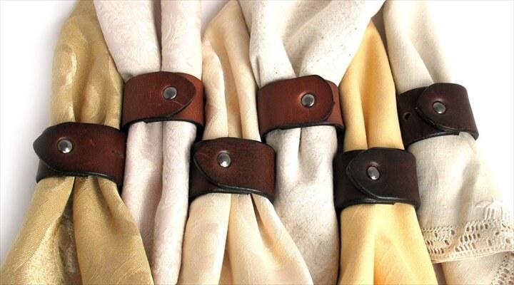 Napkin rings made from upcycled belts