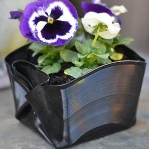 folded vinyl record plant pot