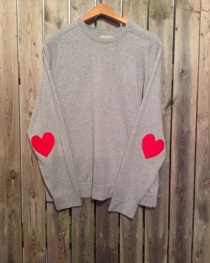 Hipster sweater with heart elbow patches