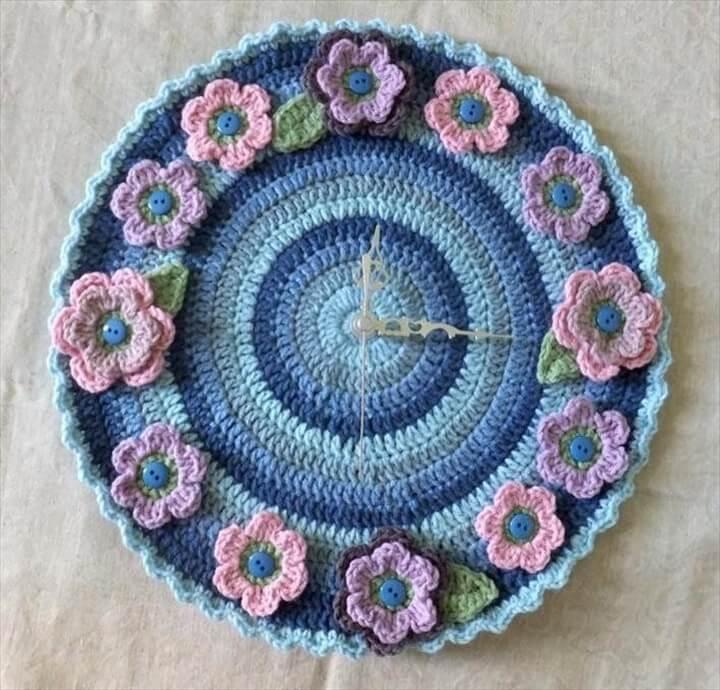 Multi Designing and Colorful Crochet Wall Clock Designs