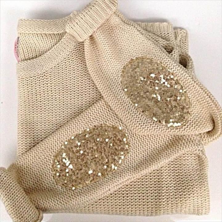Sweaters with sparkly elbow patches