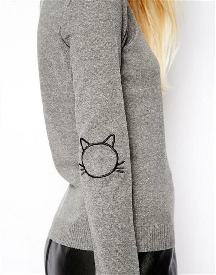 Sweater With Cat Elbow Patches