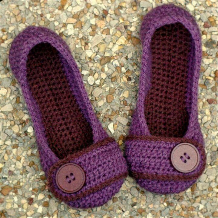 beautiful crochet slippers with button