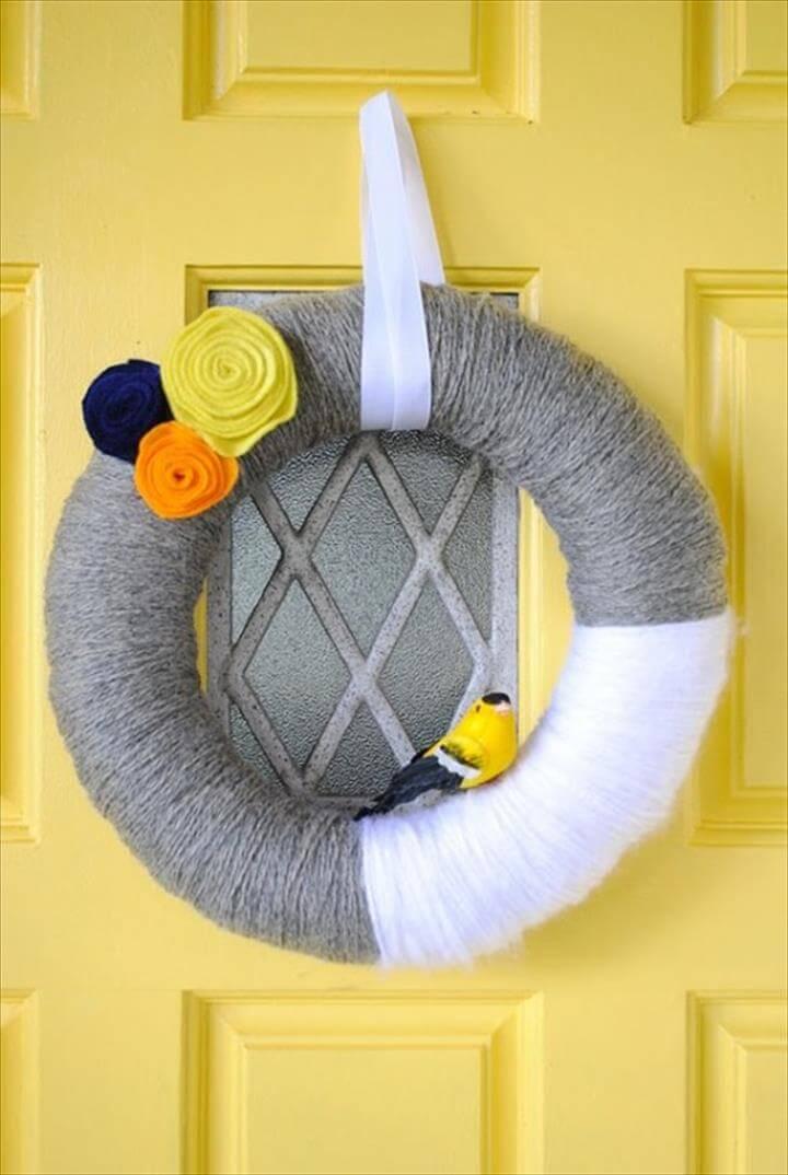 DIY yarn wreaths are easy to make and won't hurt you budget.