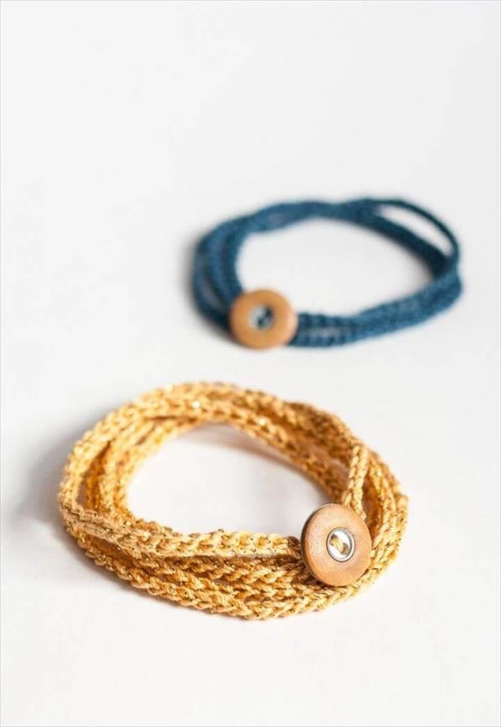 Crochet Wrap Bracelet with Button