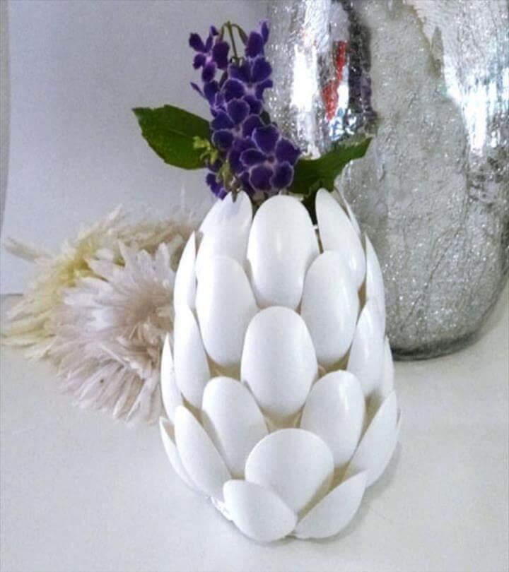 DIY Recycled Plastic Spoons Protea Vases
