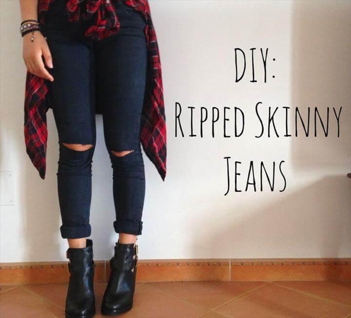 DIY Ripped (Knee) Skinny Jeans