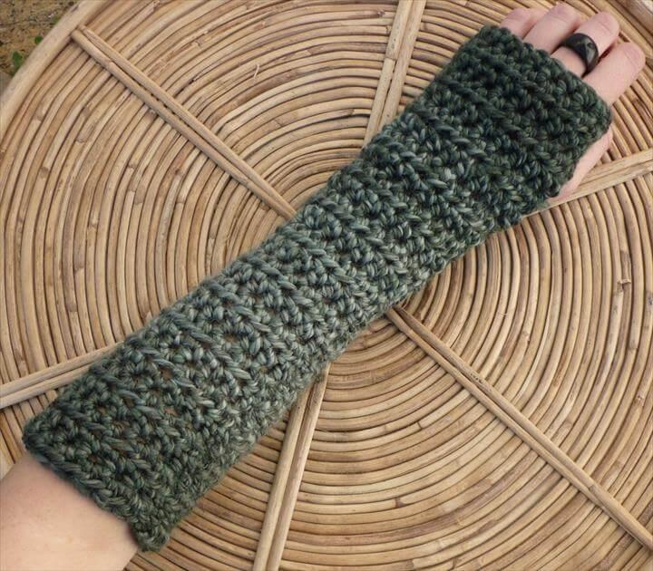 Extreme Length Crochet Arm Warmers in CLOUDY GREY