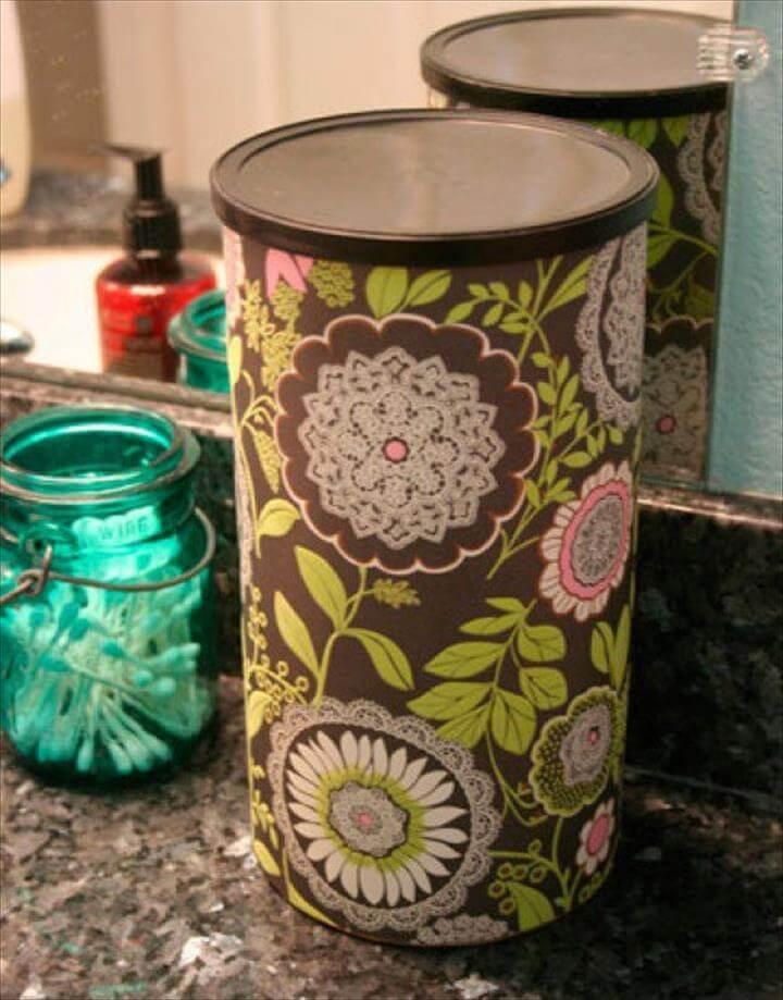 Decorate your oatmeal containers with scrapbook paper and no one will even know what they were