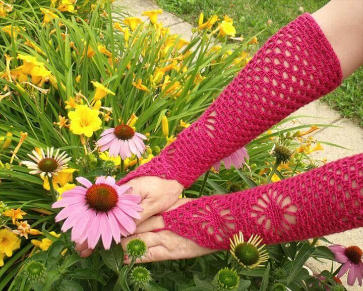 Crochet Openwork Hand Warmer, Puff Stitch Fingerless Gloves, Victorian Shell Mitts for Ladies
