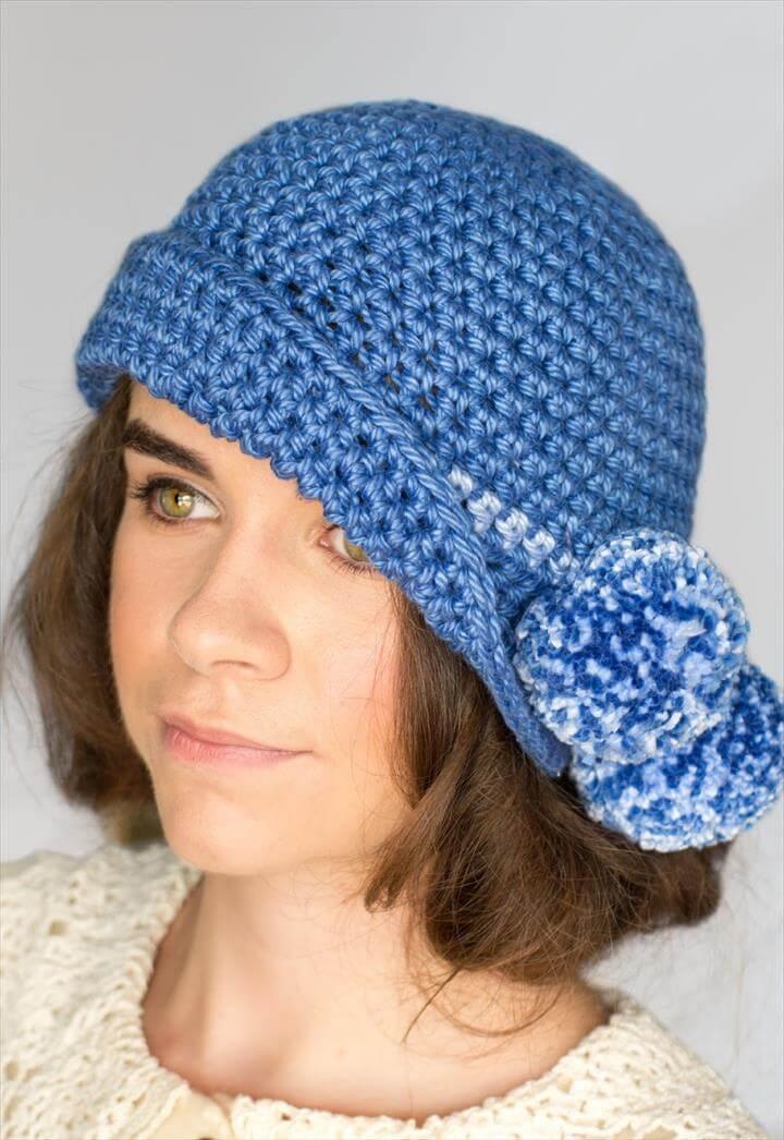 Pompom Cloche Hat Crochet Pattern