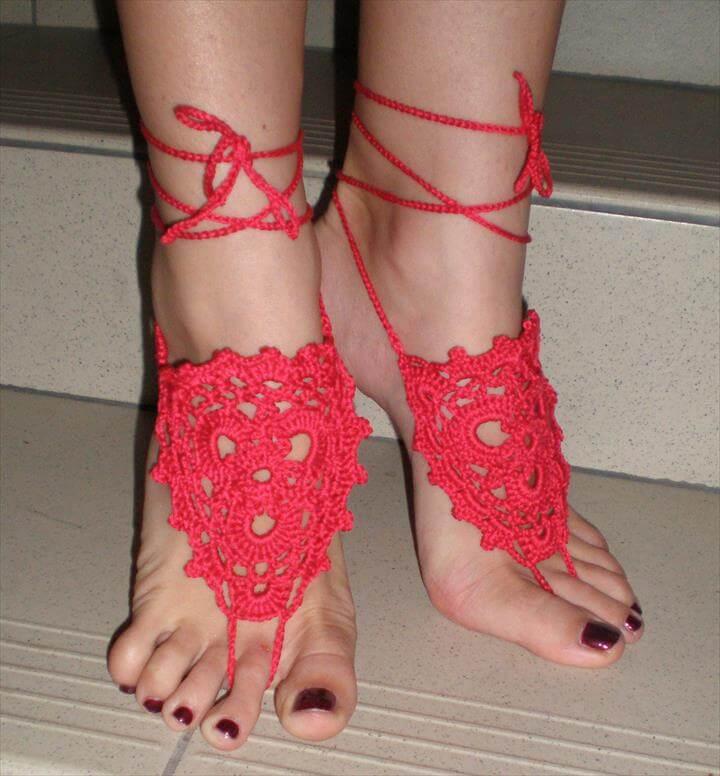 handmade red toe ring barefoot jewelry