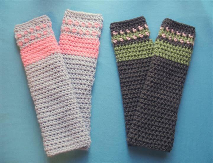 two colors crochet arm warmers