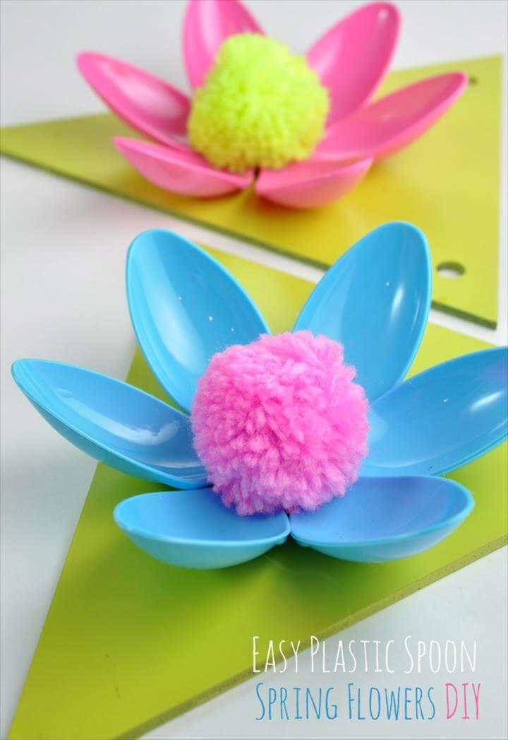 Spring Flower Plastic Spoon Home Decor Craft Idea