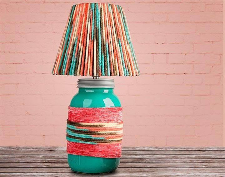 Yarn-Wrapped Lamp Shade