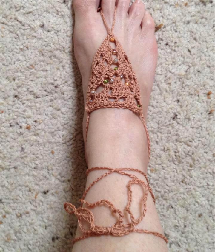 homemade crochet barefoot sandals